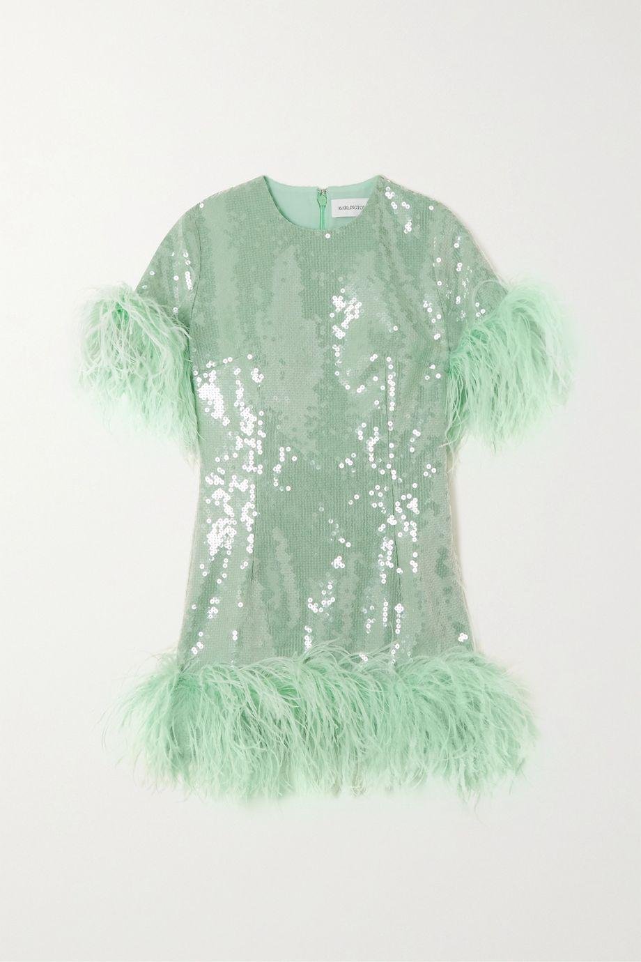 Syrma feather-trimmed sequined tulle mini dress by 16 ARLINGTON
