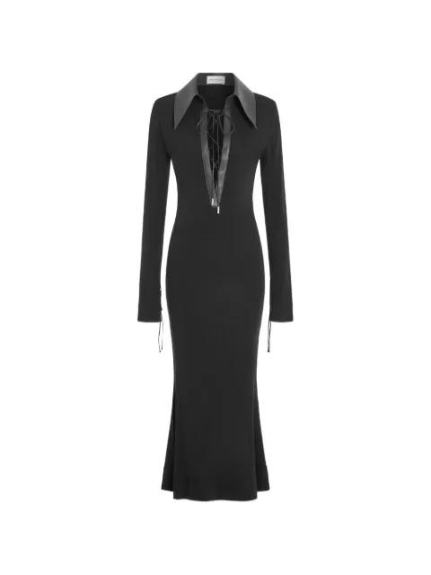 Talia lace-up collared midi dress by 16 ARLINGTON