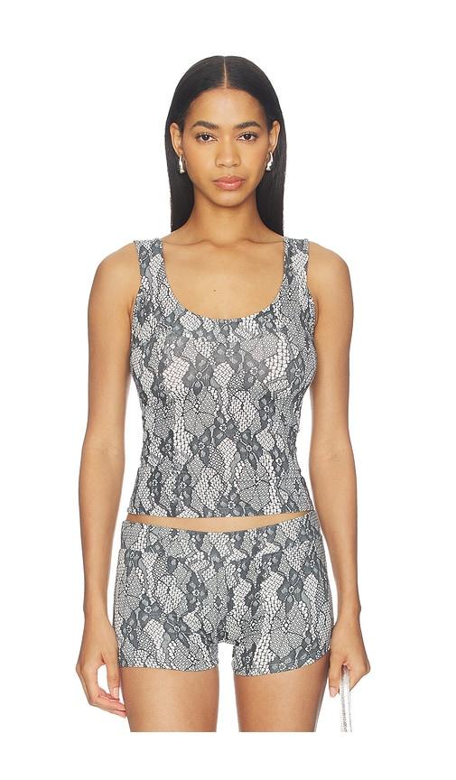 1XBLUE Lace Print Tank Top in Grey by 1XBLUE