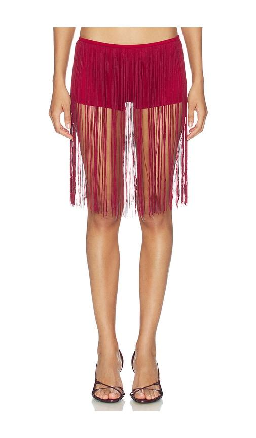 1XBLUE Long Fringe Hot Pants Red in Red by 1XBLUE