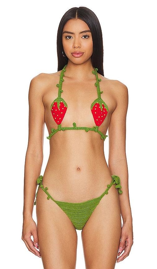 1XBLUE Strawberry Crochet Top in Red by 1XBLUE