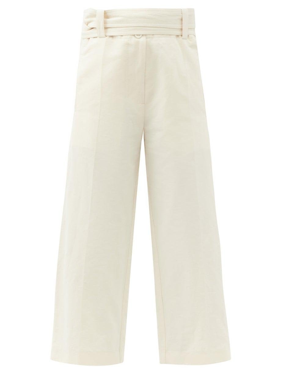 High-rise cropped cotton-blend wide-leg trousers by 2 MONCLER 1952