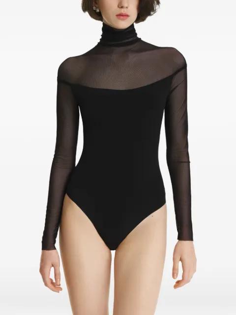 mesh-panel long-sleeve bodysuit by 2310 STUDIO