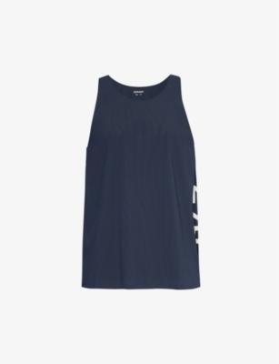 Brand-print scoop-neck stretch-woven top by 247 BY REPRESENT
