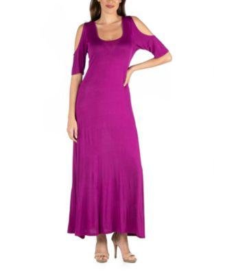 Half Sleeve Open Shoulder Maxi Dress by 24SEVEN COMFORT APPAREL