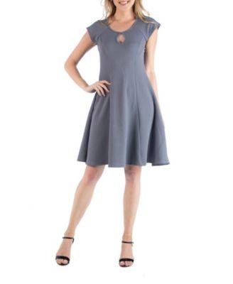 Scoop Neck A-Line Dress with Keyhole Detail by 24SEVEN COMFORT APPAREL