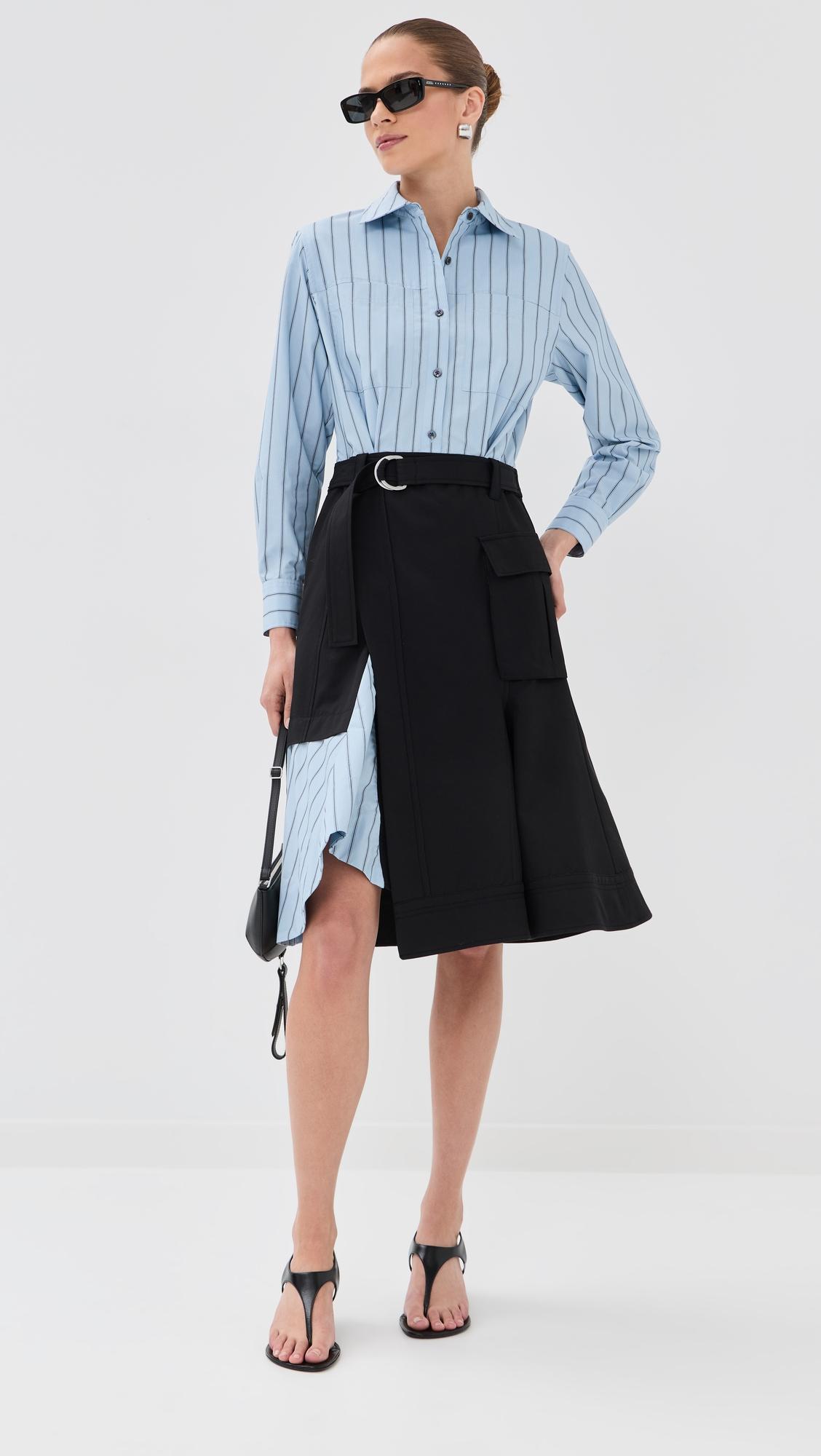 Flounce Skirt Long Sleeve Combo Shirt Dress by 3.1 PHILLIP LIM