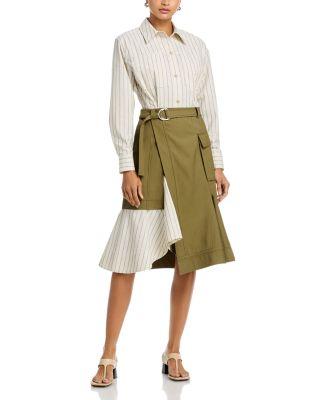 Long Sleeve Combo Shirt Dress with Flounce by 3.1 PHILLIP LIM
