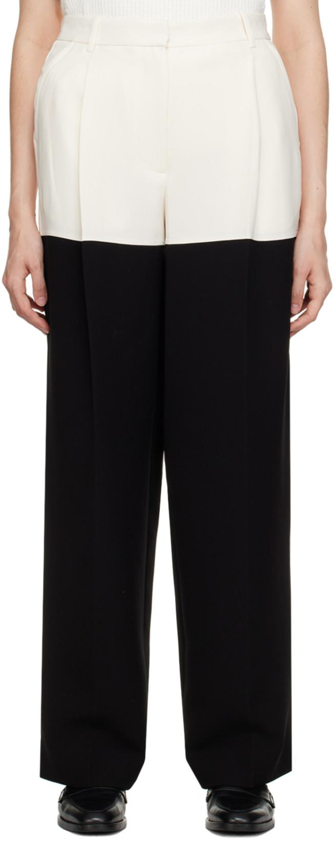 Off-White & Black Colorblock Trousers by 3.1 PHILLIP LIM