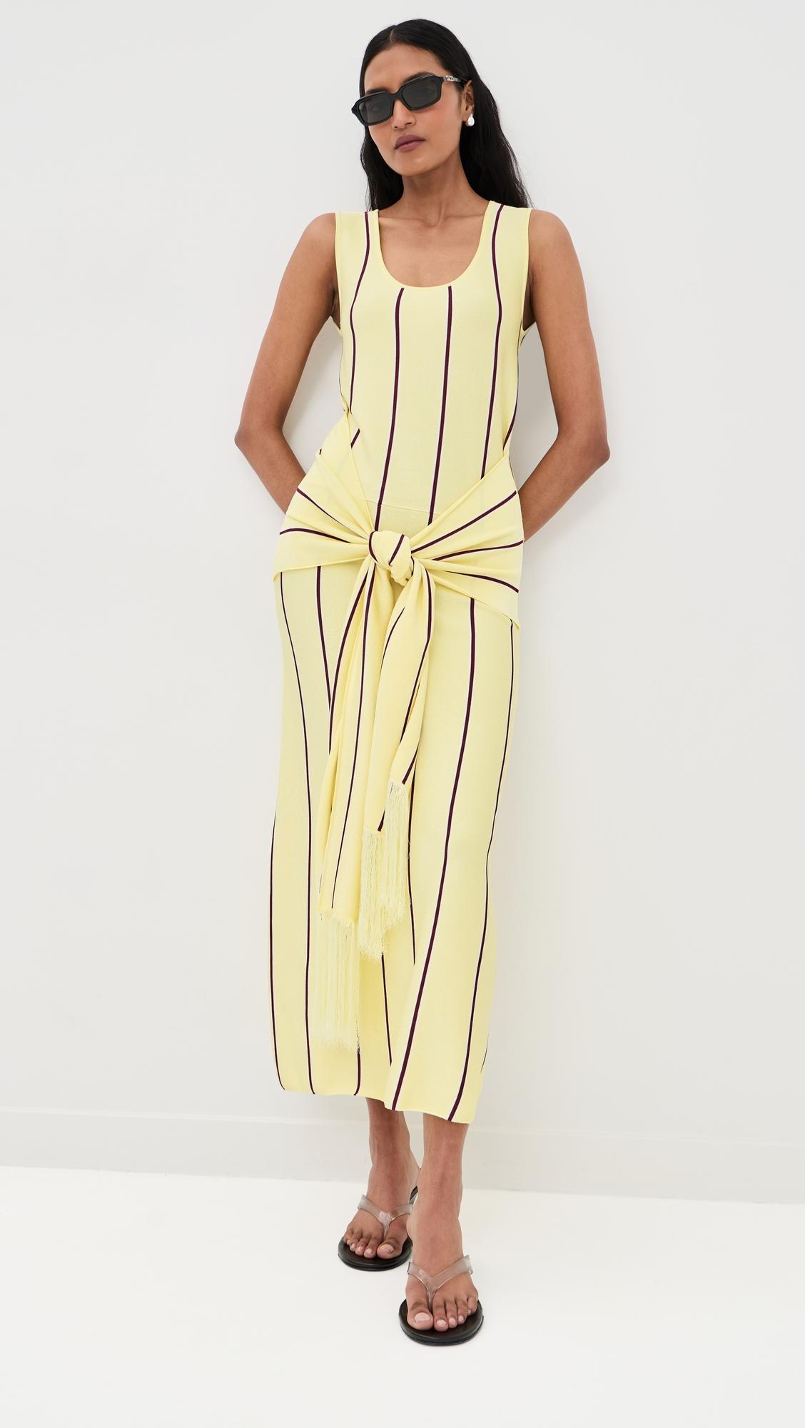 Striped Midi Tank Dress with Fringe Waist Tie by 3.1 PHILLIP LIM