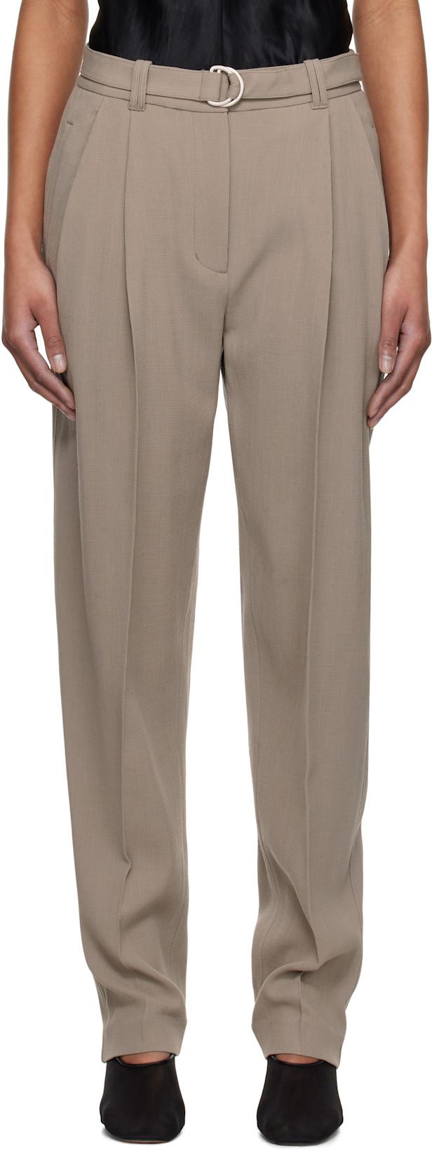 Taupe Double Pleat Tapered Trousers by 3.1 PHILLIP LIM