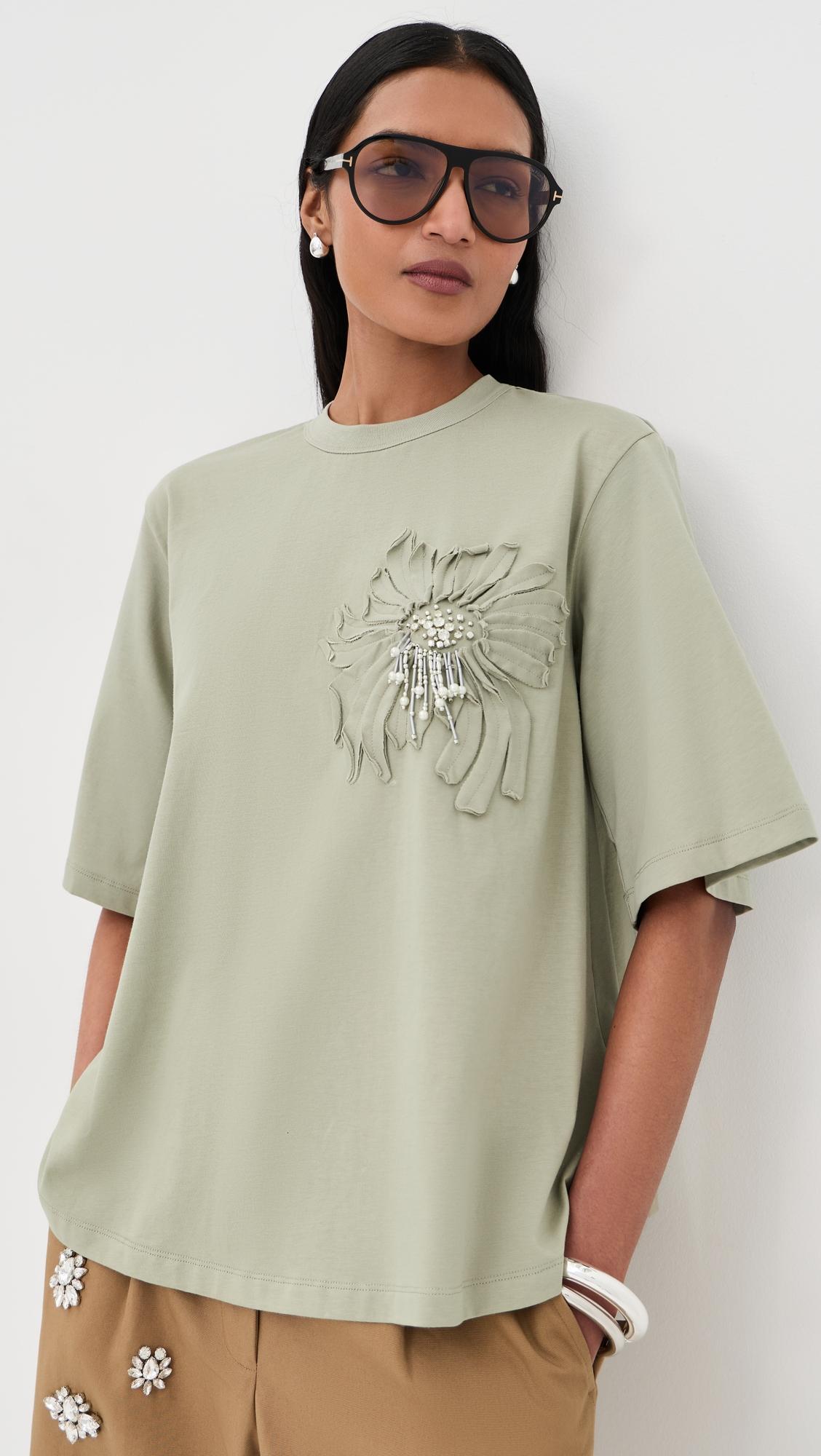 Trapeze Tee with Floral Applique by 3.1 PHILLIP LIM