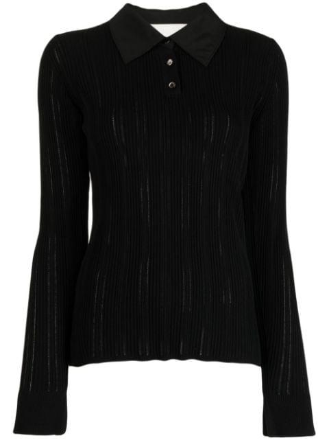 Variegated ribbed-knit polo top by 3.1 PHILLIP LIM
