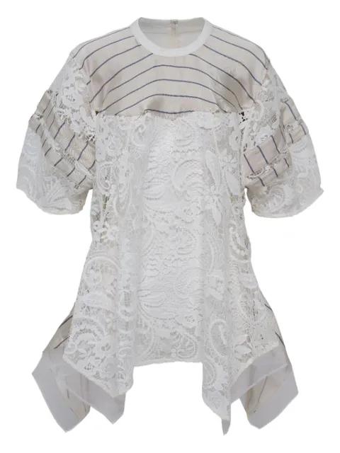 striped lace-panel top by 3.1 PHILLIP LIM