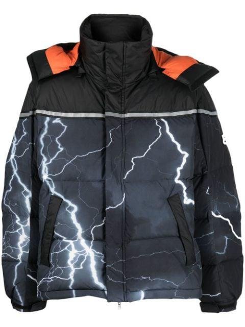 Lightning print puffer jacket by 313 WORLDWIDE