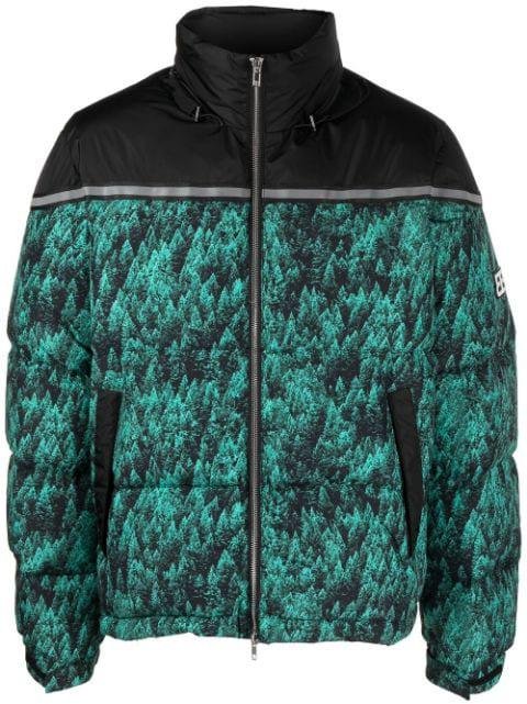 forest-print padded down jacket by 313 WORLDWIDE