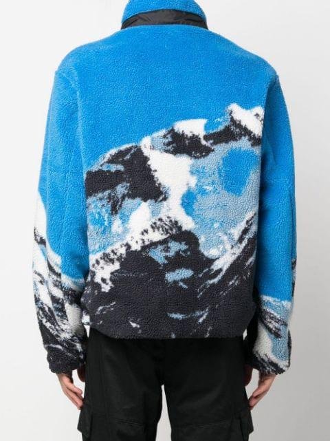 mountain-print fleece jacket by 313 WORLDWIDE