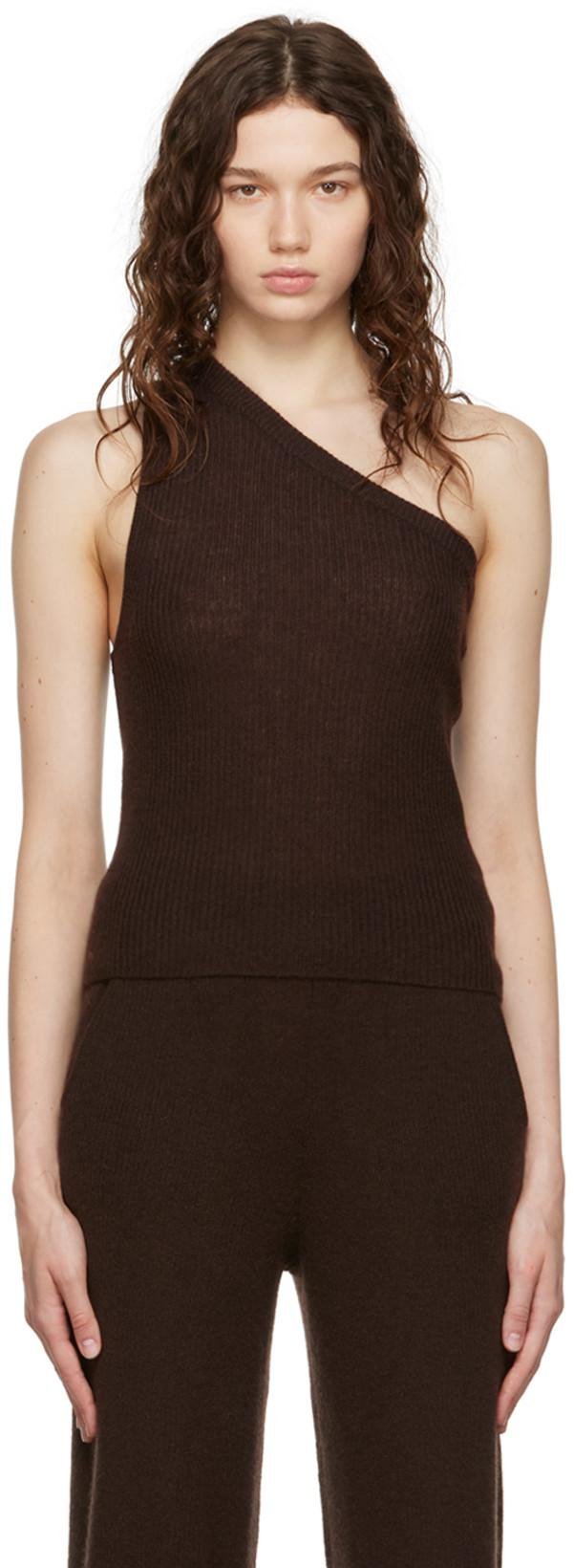 Brown Gia Tank Top by 360 CASHMERE