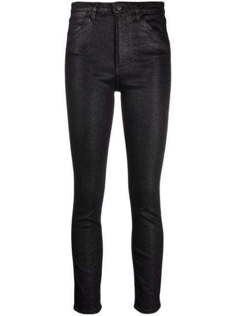 slim-cut coated trousers by 3X1