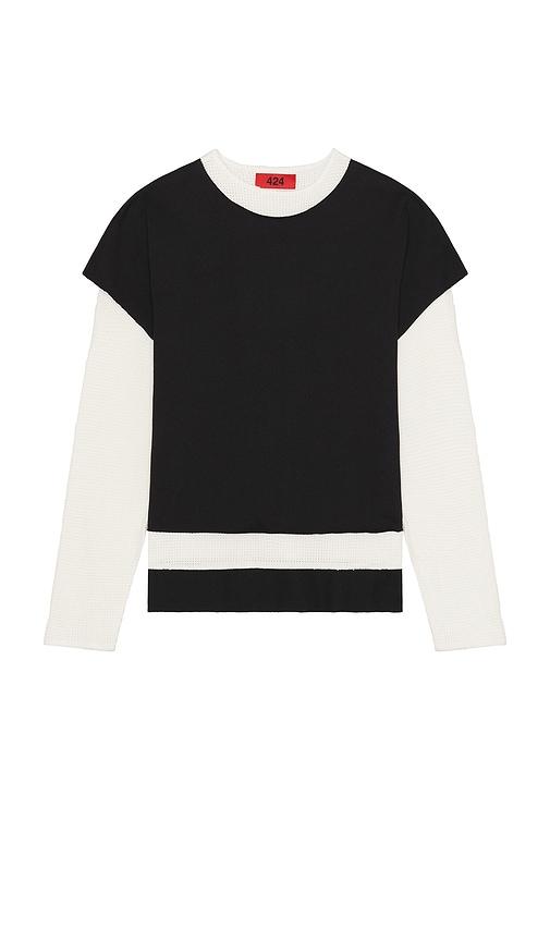 424 Double Layer Distressed Tee in Black by 424