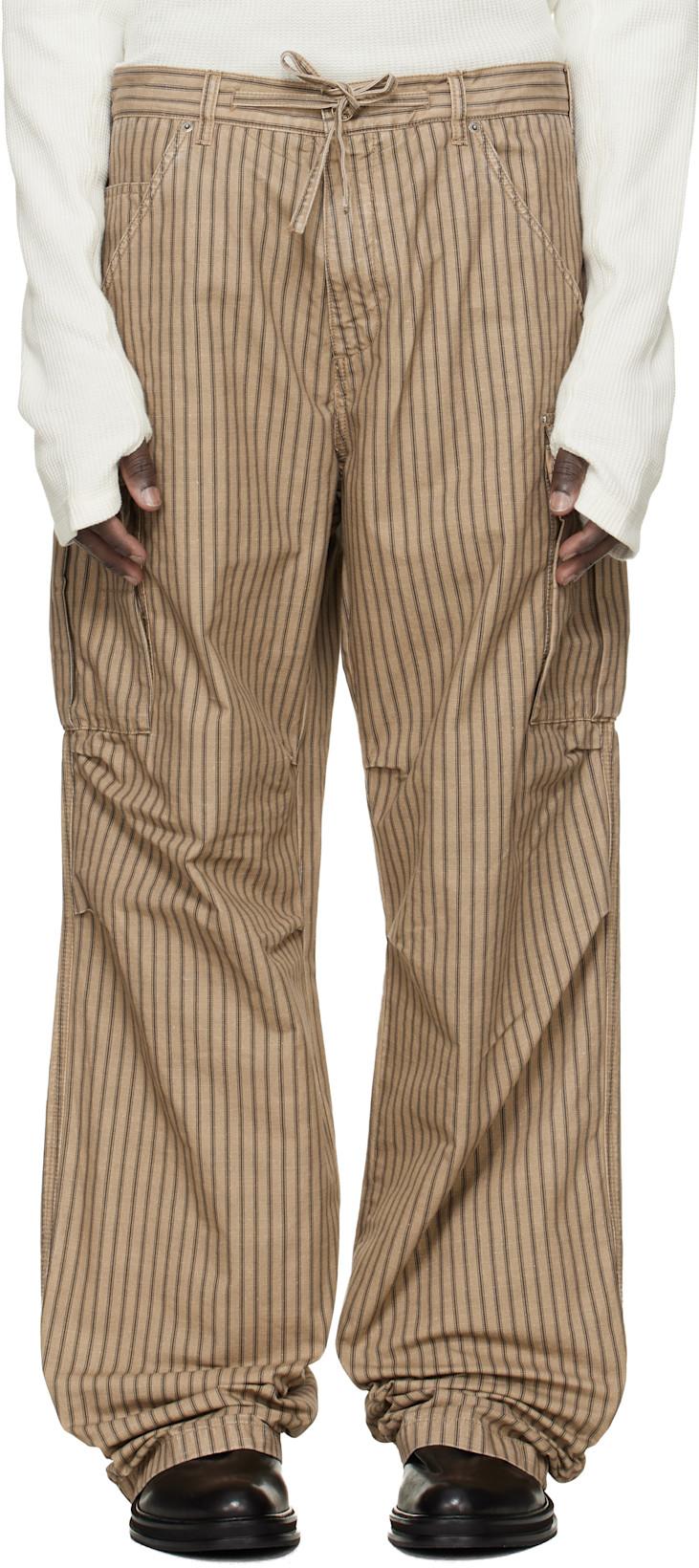 Beige Camo Stripe Cargo Pants by 424