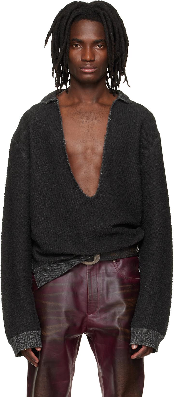 Black Dropped Shoulder Sweater by 424