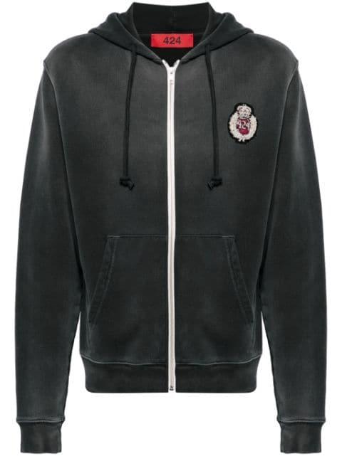 appliqué-logo cotton hoodie by 424