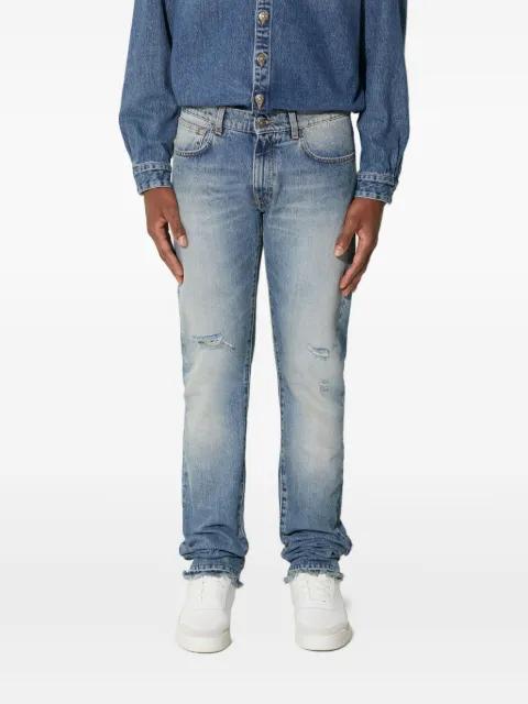 distressed-effect frayed-detail jeans by 424