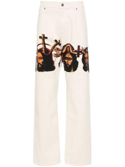 graphic-print baggy jeans by 424