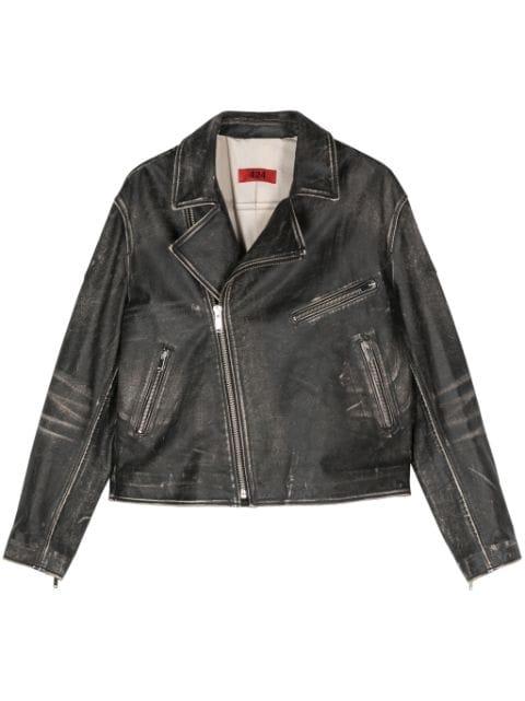 leather biker jacket by 424