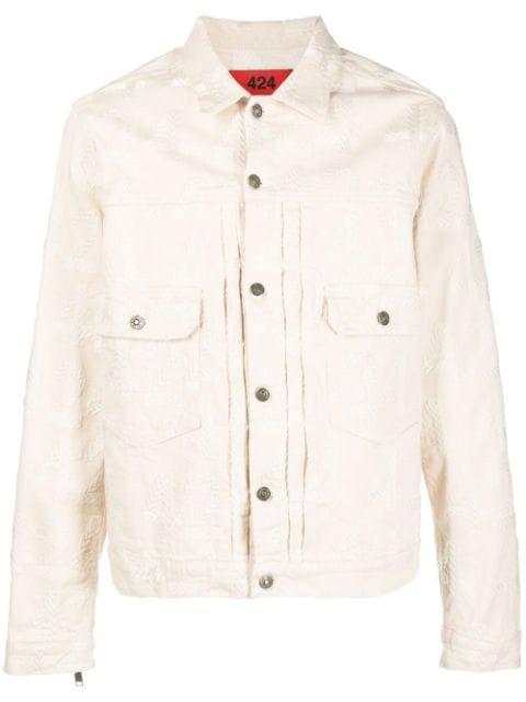 logo-embroidered denim jacket by 424