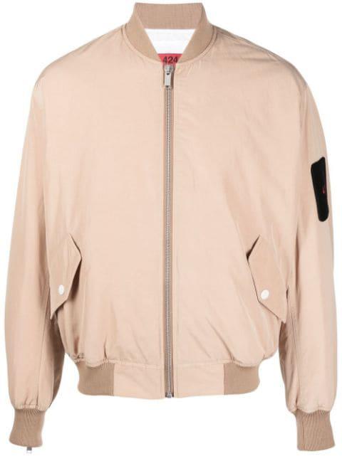 logo-patch quilted bomber jacket by 424