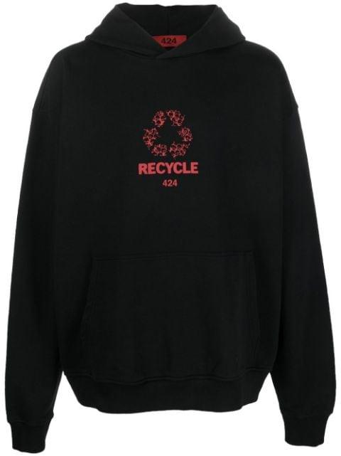 logo-print 'Recycle' hoodie by 424