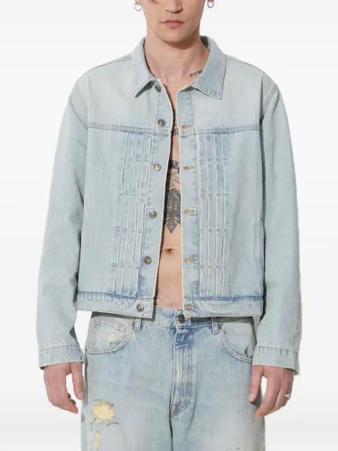 pleated-detail denim jacket by 424