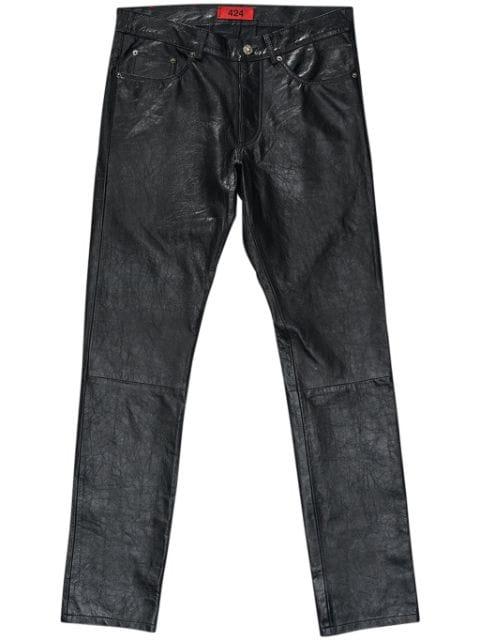 slim-fit leather trousers by 424