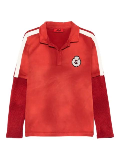 stripe-side logo-patch polo shirt by 424 stripe-side logo-patch polo shirt by 424