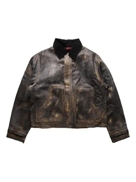 washed-effect leather jacket by 424