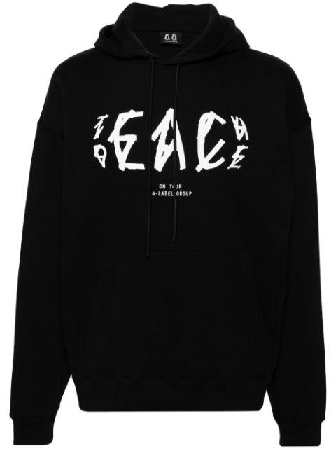 Peace-logo cotton hoodie by 44 LABEL GROUP