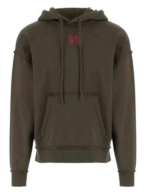 logo-print frayed-edge hoodie by 44 LABEL GROUP