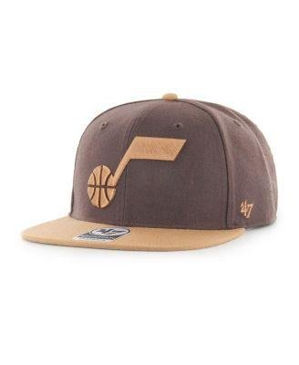 Men's Brown Utah Jazz No Shot Two-Tone Captain Snapback Hat by '47 BRAND