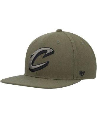 Men's Olive Cleveland Cavaliers Ballpark Camo Captain Snapback Hat by '47 BRAND