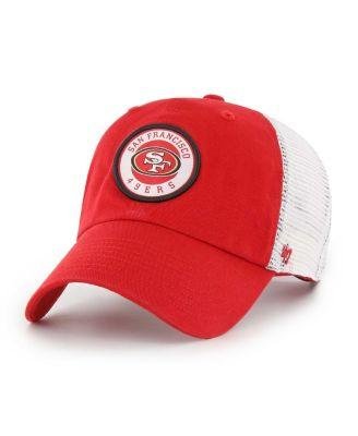 Men's Scarlet, White San Francisco 49ers Highline Clean Up Trucker Snapback Hat by '47 BRAND