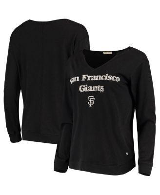 Women's '47 Black San Francisco Giants Gamma Notch Neck Long Sleeve T-shirt by '47 BRAND