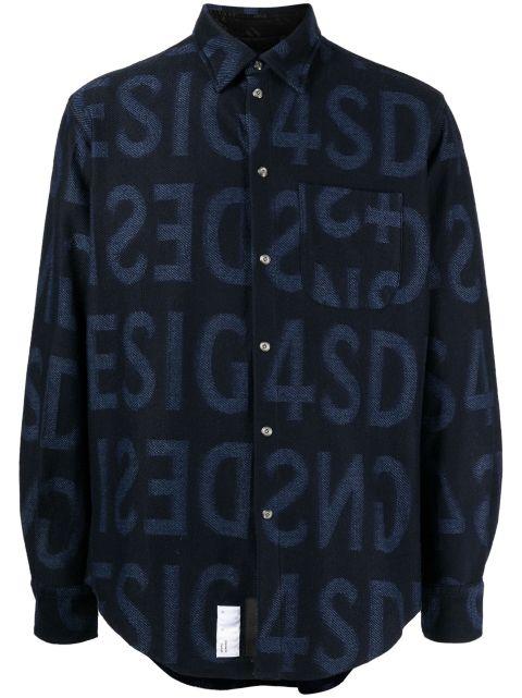 logo-print cotton shirt by 4SDESIGNS