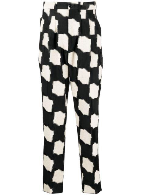 pleated geometric-print trousers by 4SDESIGNS