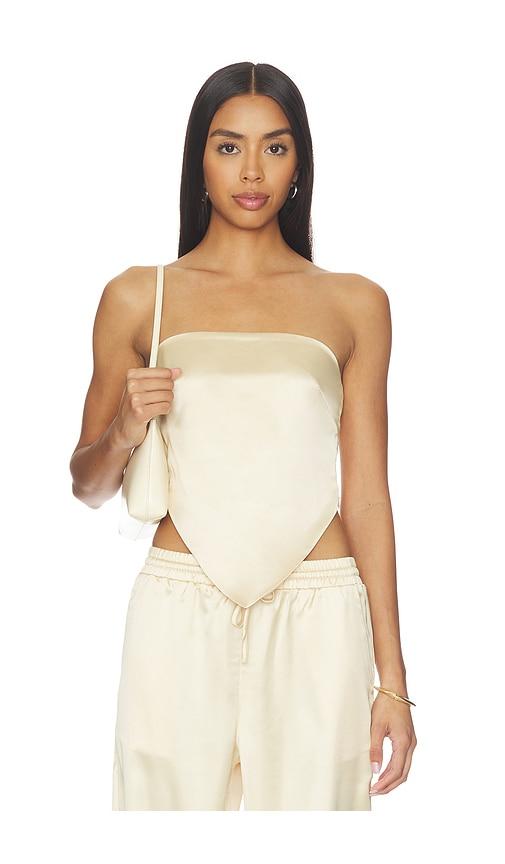 4th & Reckless Bradie Satin Scarf Top in Beige by 4TH & RECKLESS