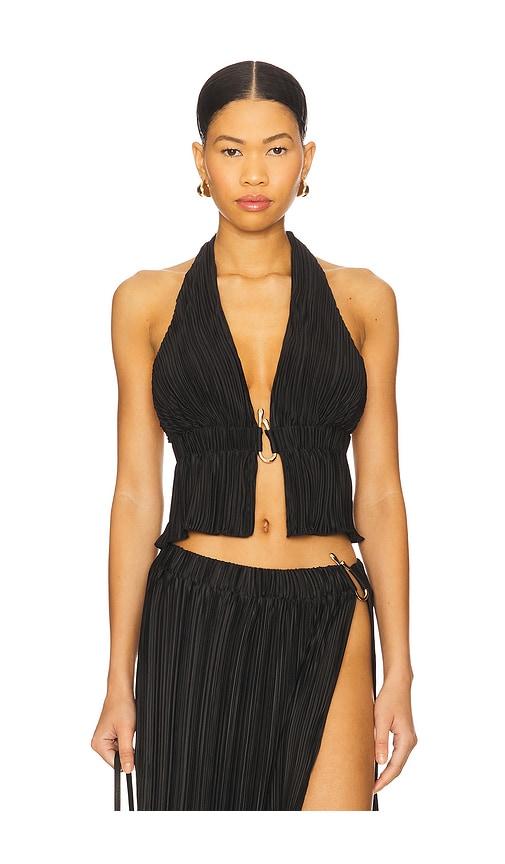 4th & Reckless Daisy Halter Neck Detail Top in Black by 4TH & RECKLESS