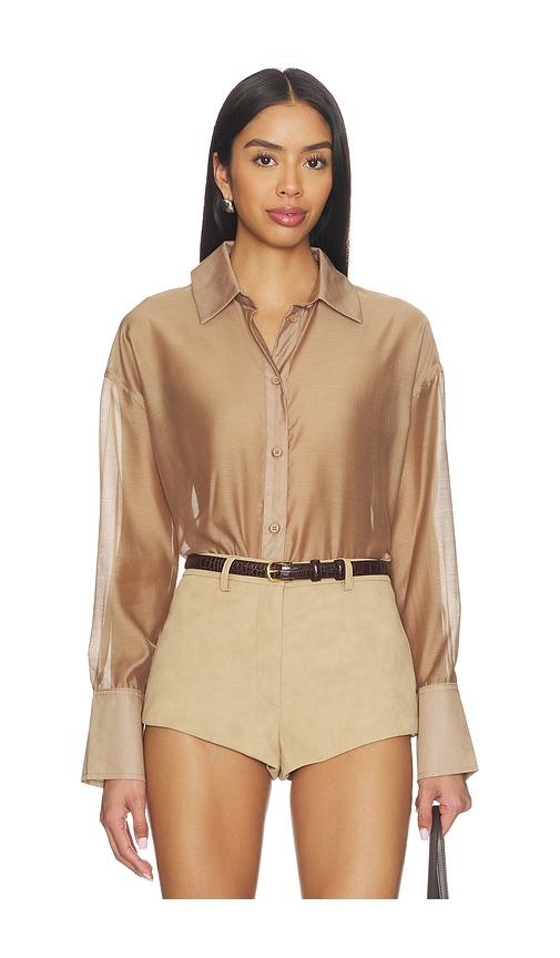 4th & Reckless Gracey Sheer Shirt in Taupe by 4TH & RECKLESS