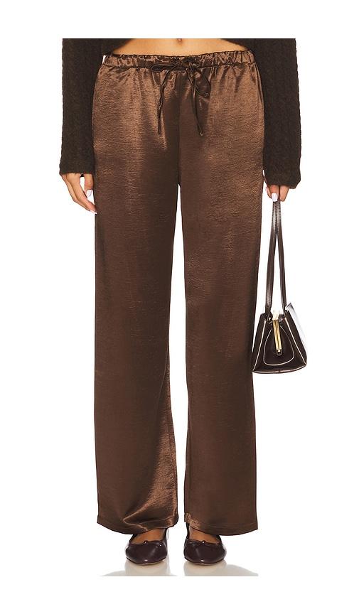 4th & Reckless Shelby Satin Trousers in Chocolate by 4TH & RECKLESS