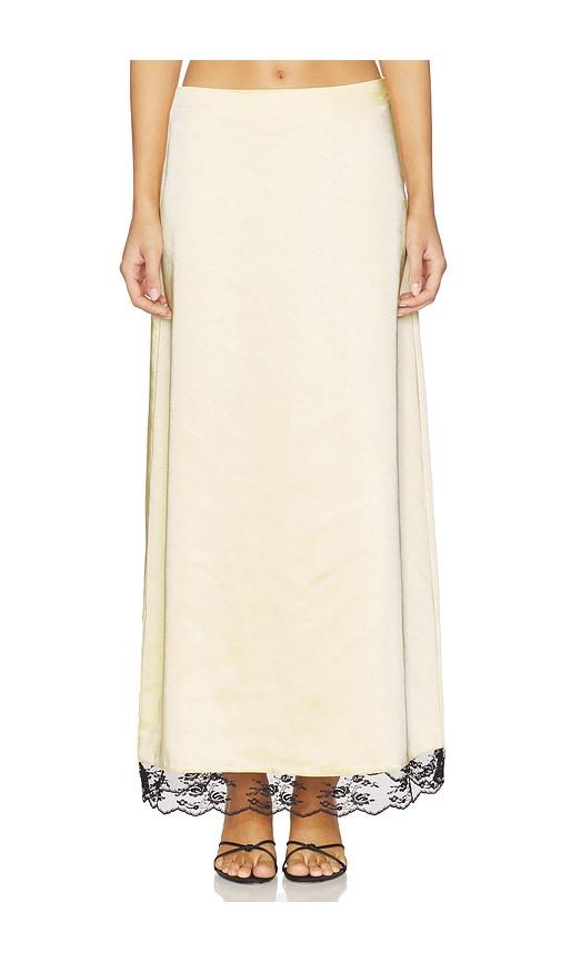 4th & Reckless x REVOLVE Rena Satin And Lace Skirt in Lemon by 4TH & RECKLESS